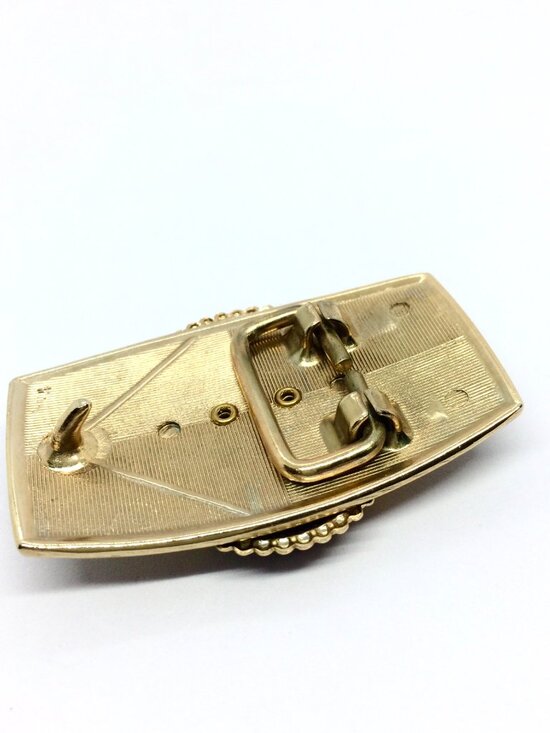 VINTAGE RAM BELT Buckle Aries Zodiac Black Gold Tone Enamel main image 7
